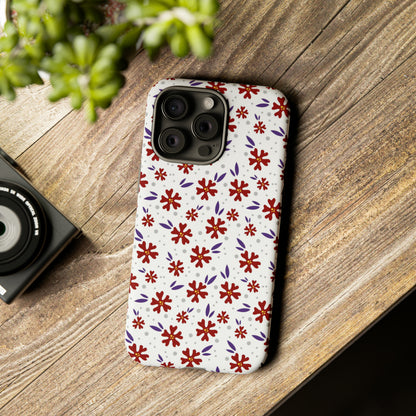 Red Flower Pattern - Protective Phone Case