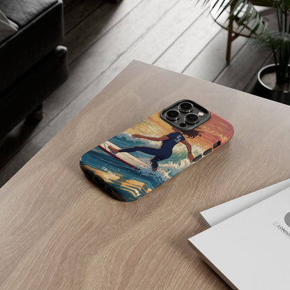 Surfing Into Sunset - iPhone Case