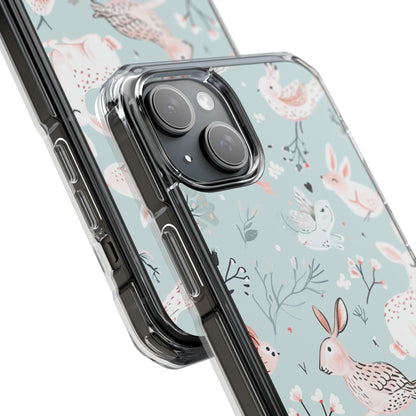 Whimsical Bunny Blossom - Clear Impact iPhone 15 Phone Case