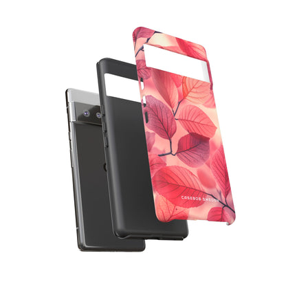 Elegant Pink Leaves Google Pixel 6 - Tough Phone Case