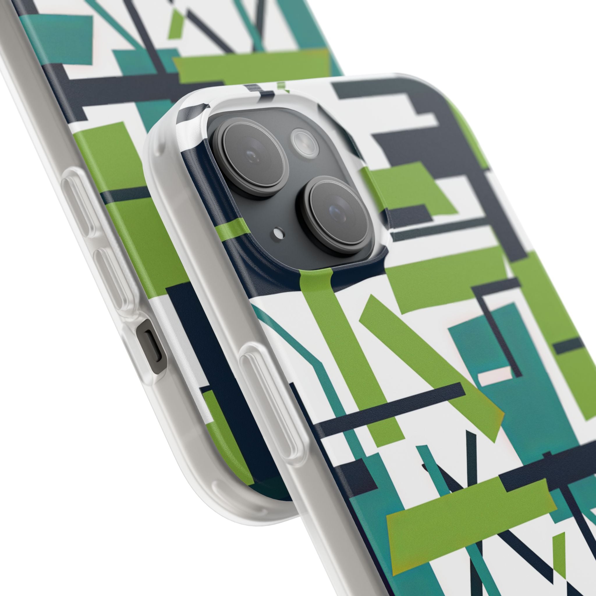 Green Geometry Glide iPhone 15 - Flexi Phone Case