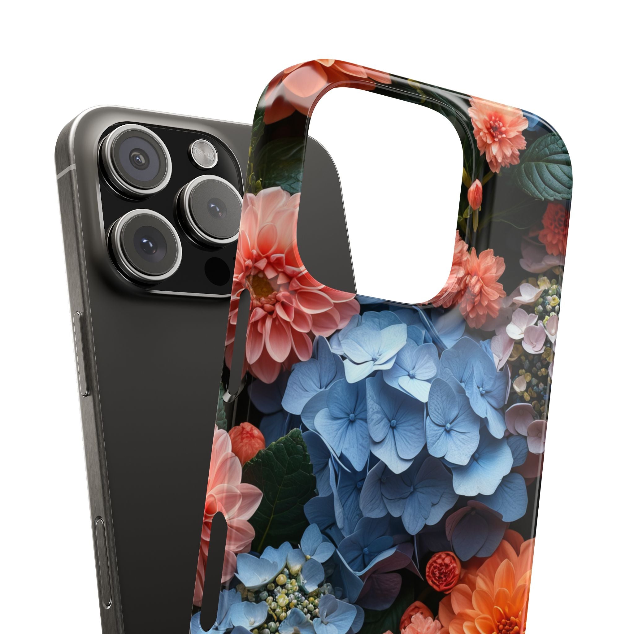 Blue Floral Bliss - Slim iPhone 16 Phone Case