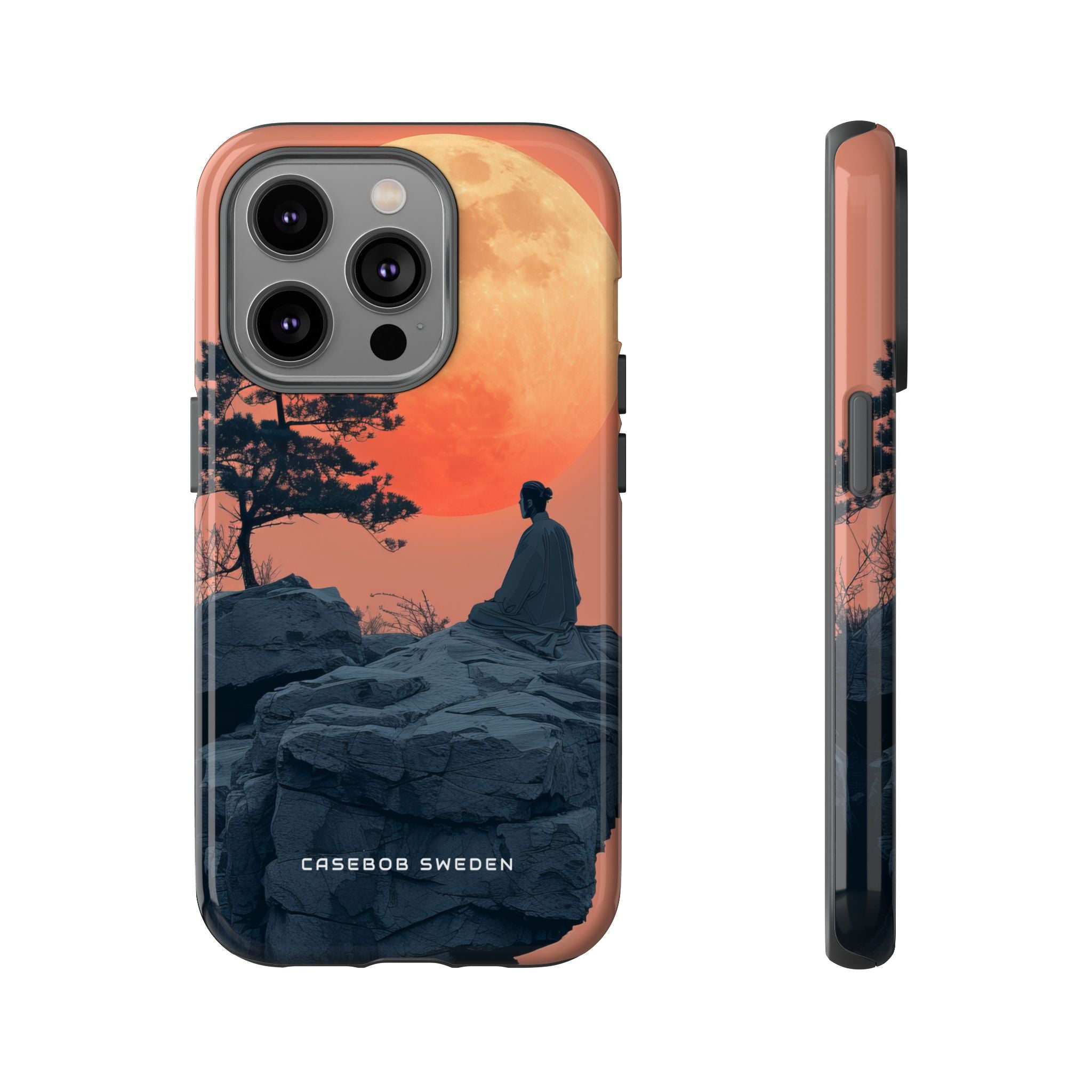 Zen Tranquility Under a Red Moon iPhone 14 - Tough Phone Case