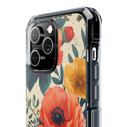 Vibrant Botanical Poppies - Clear Impact iPhone 14 Phone Case