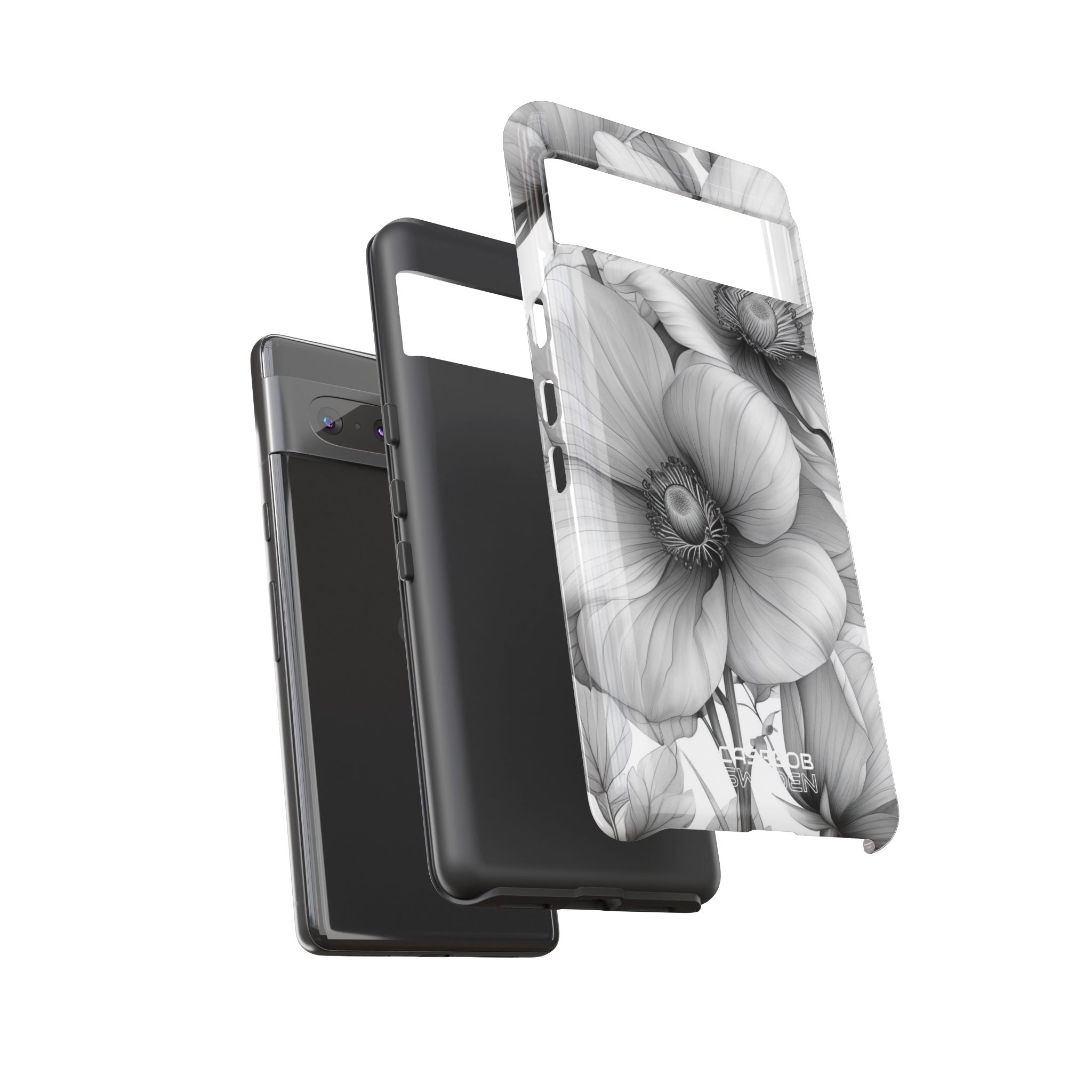 Grayscale Floral Harmony Google Pixel 7 - Tough