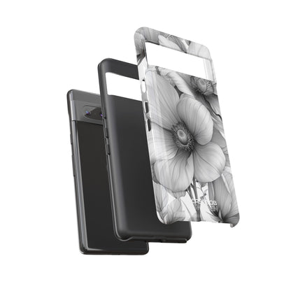 Grayscale Floral Harmony Google Pixel 7 - Tough