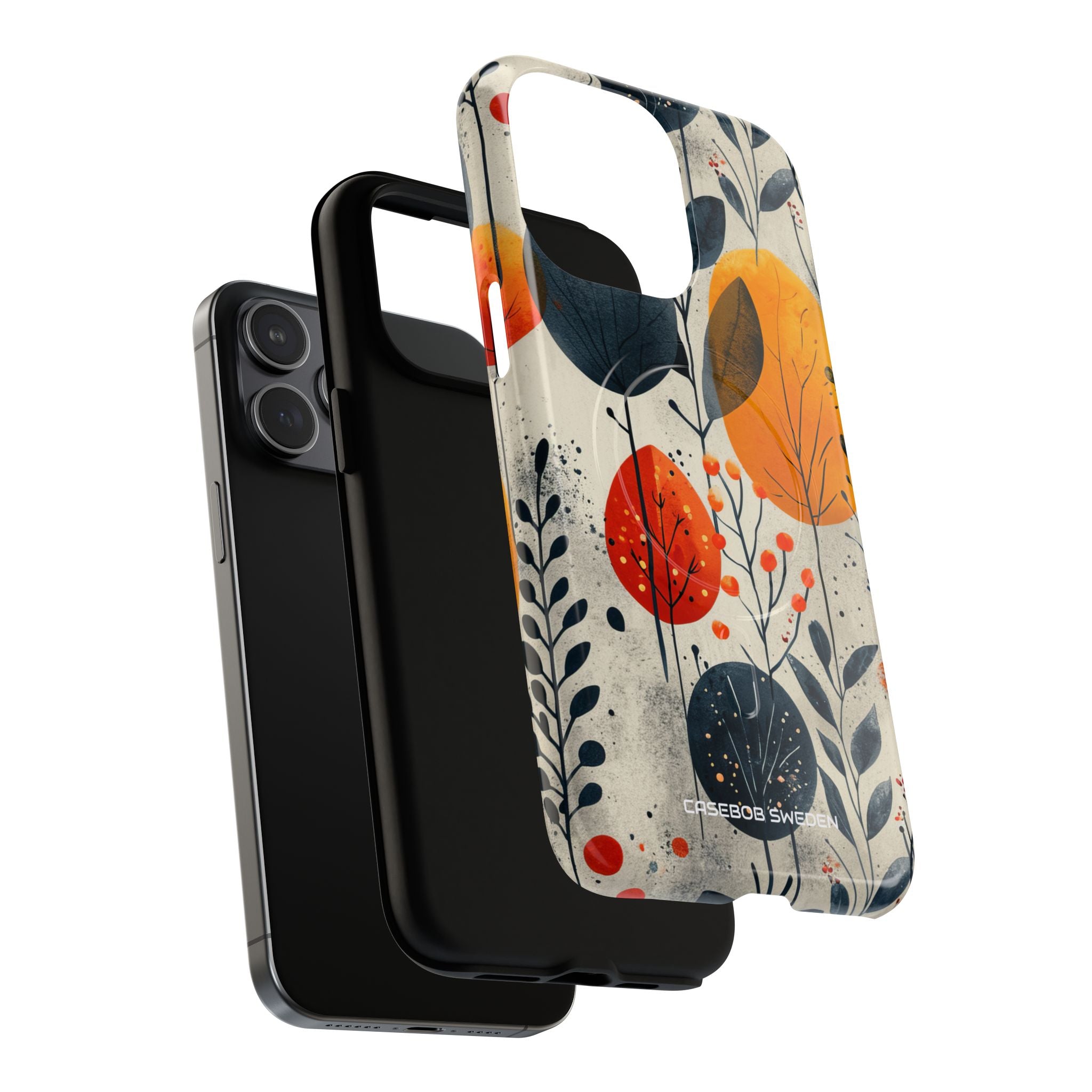 Modern Autumn Leaf Pattern - Tough + MagSafe® iPhone 15 Phone Case