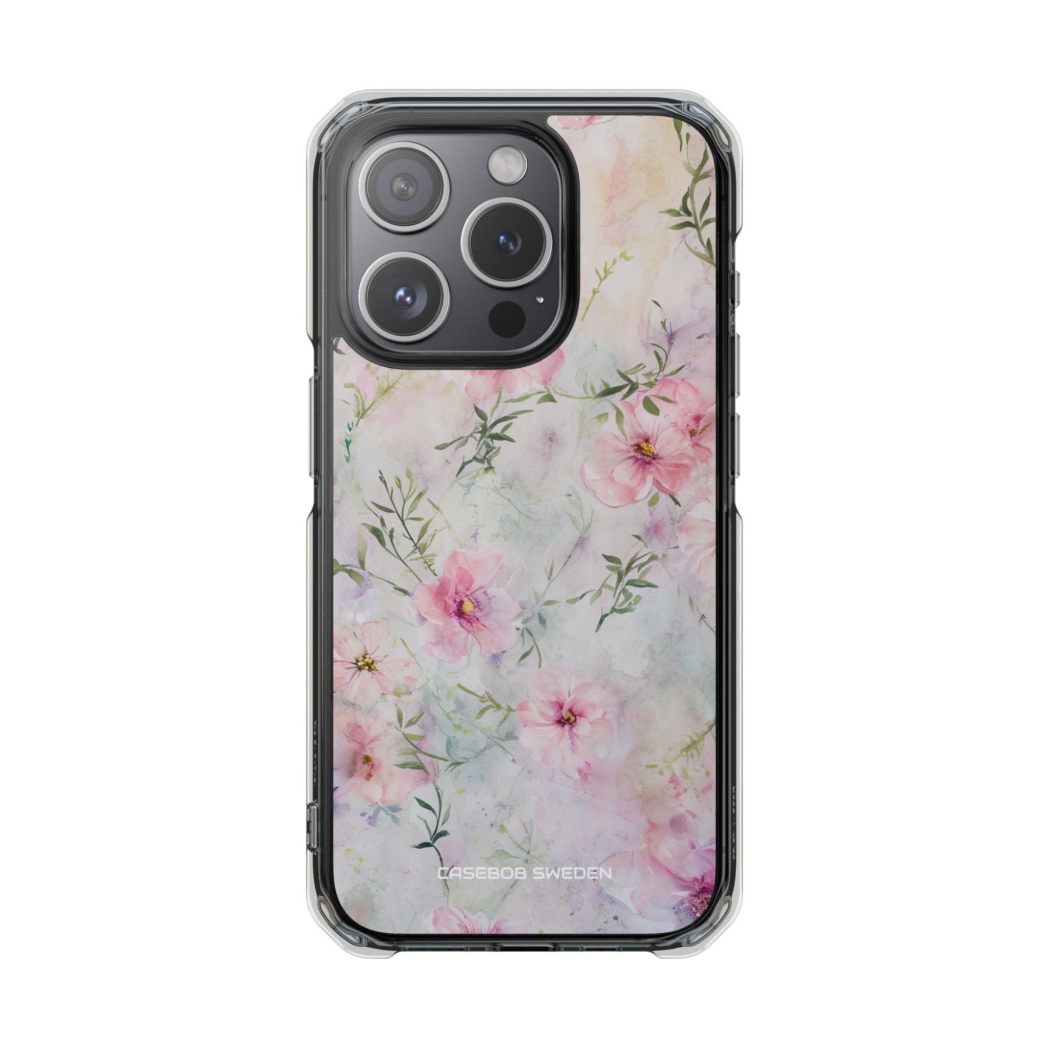 Pink Floral Watercolor Decor - Clear Impact iPhone 15 Phone Case