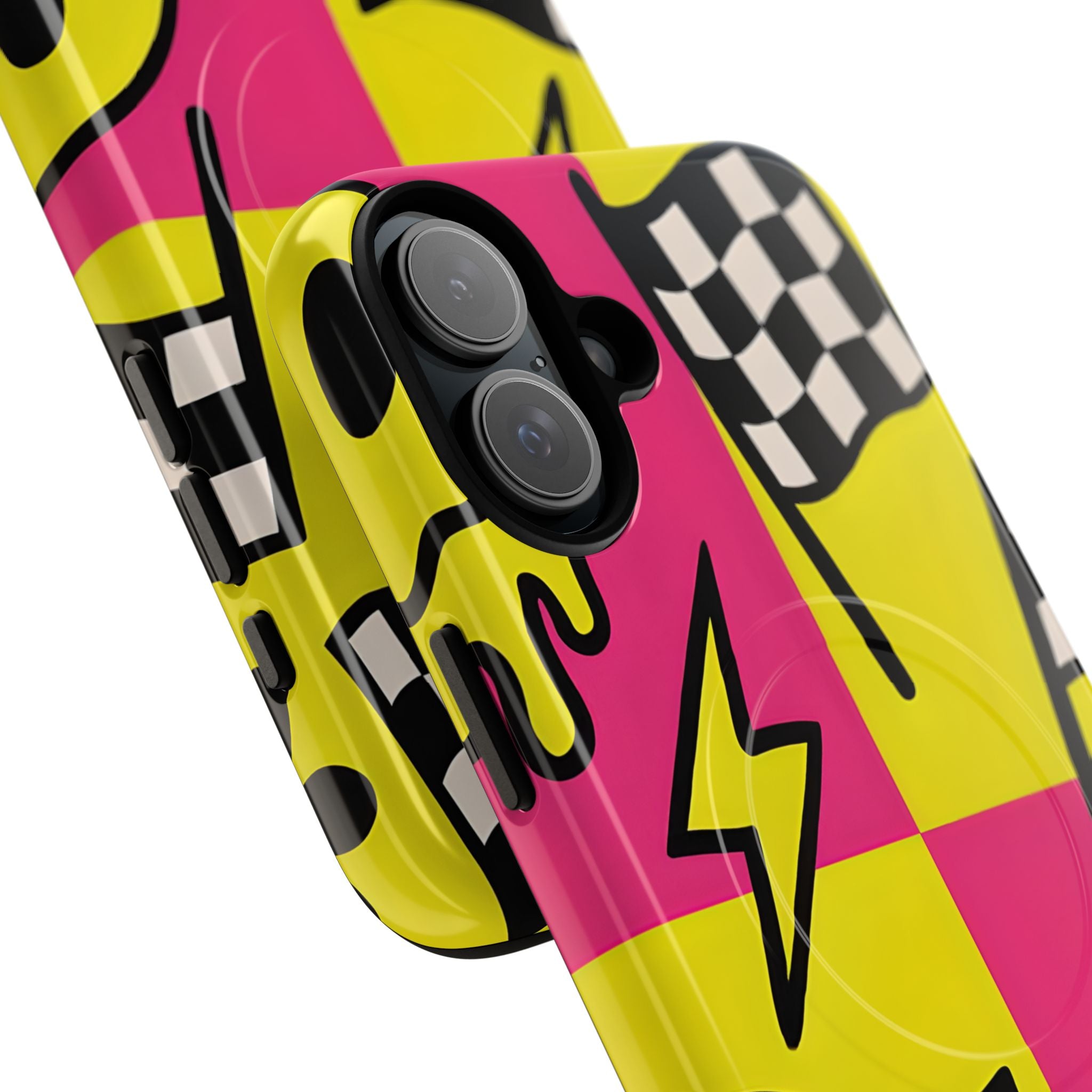 Vibrant Pop Art Smiling Faces and Lightning iPhone 16 - Tough+