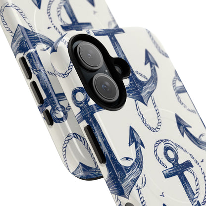 Navy Anchor Loop iPhone 16 Case - Tough+