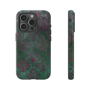 Green Damask Gothic Flower - Protective Phone Case