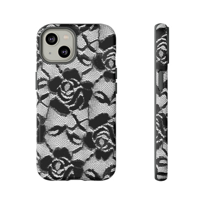 Black Rose Lace Gothic Flower - Protective Phone Case