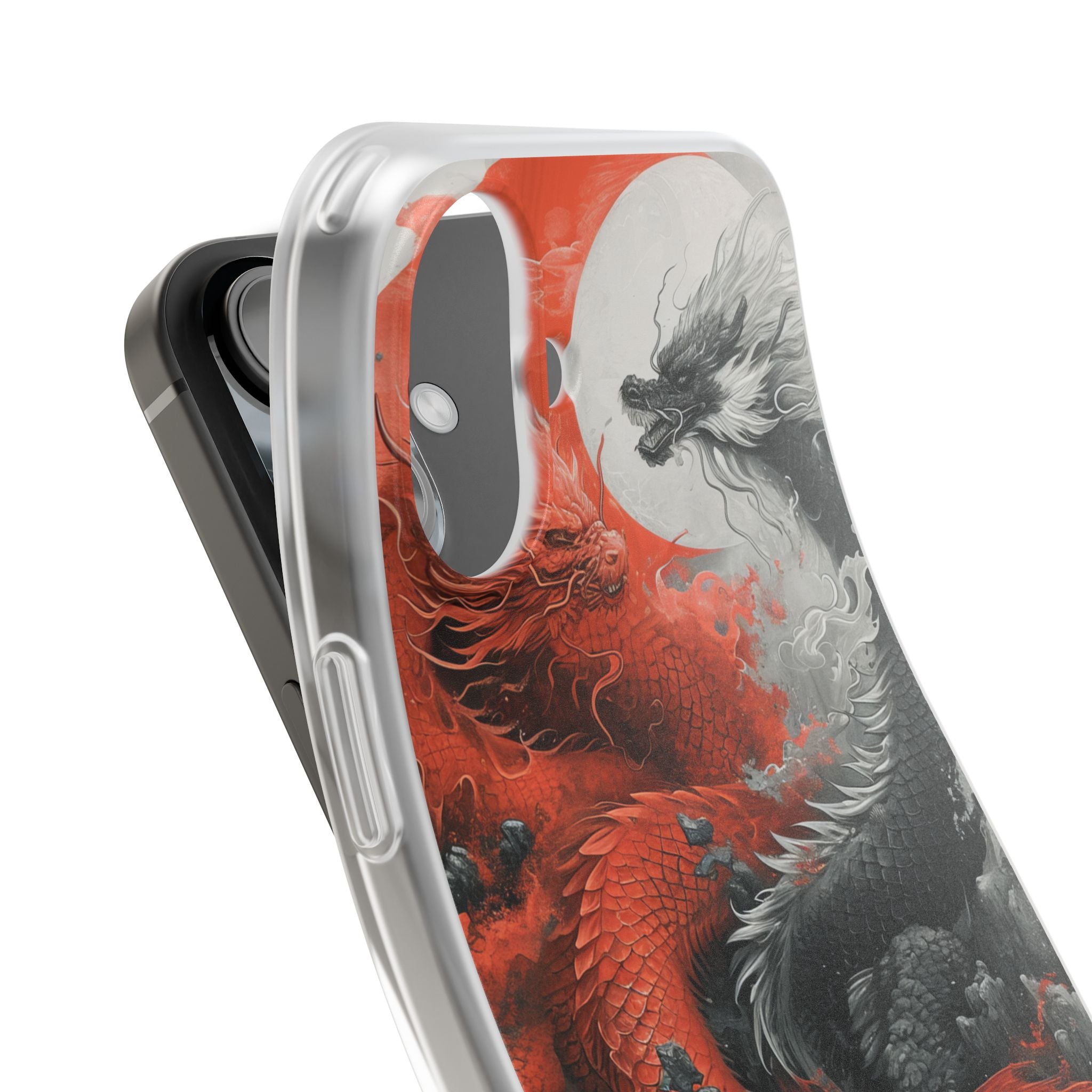Twin Dragons Crimson iPhone 16 Plus Case - Soft