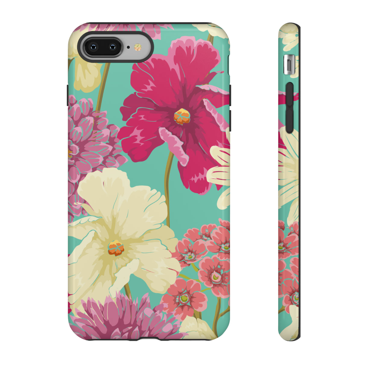 Colorful flowers in watercolor iPhone case (Protective) - Protective Phone Case