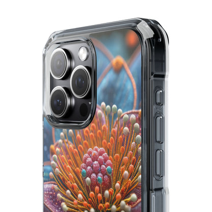 Blue-Orange Floral Swirl - Clear Impact iPhone 15 Phone Case