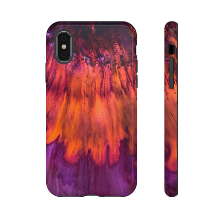 Orange Flow Ink Art iPhone Case (Protective) iPhone XS Glossy Phone Case