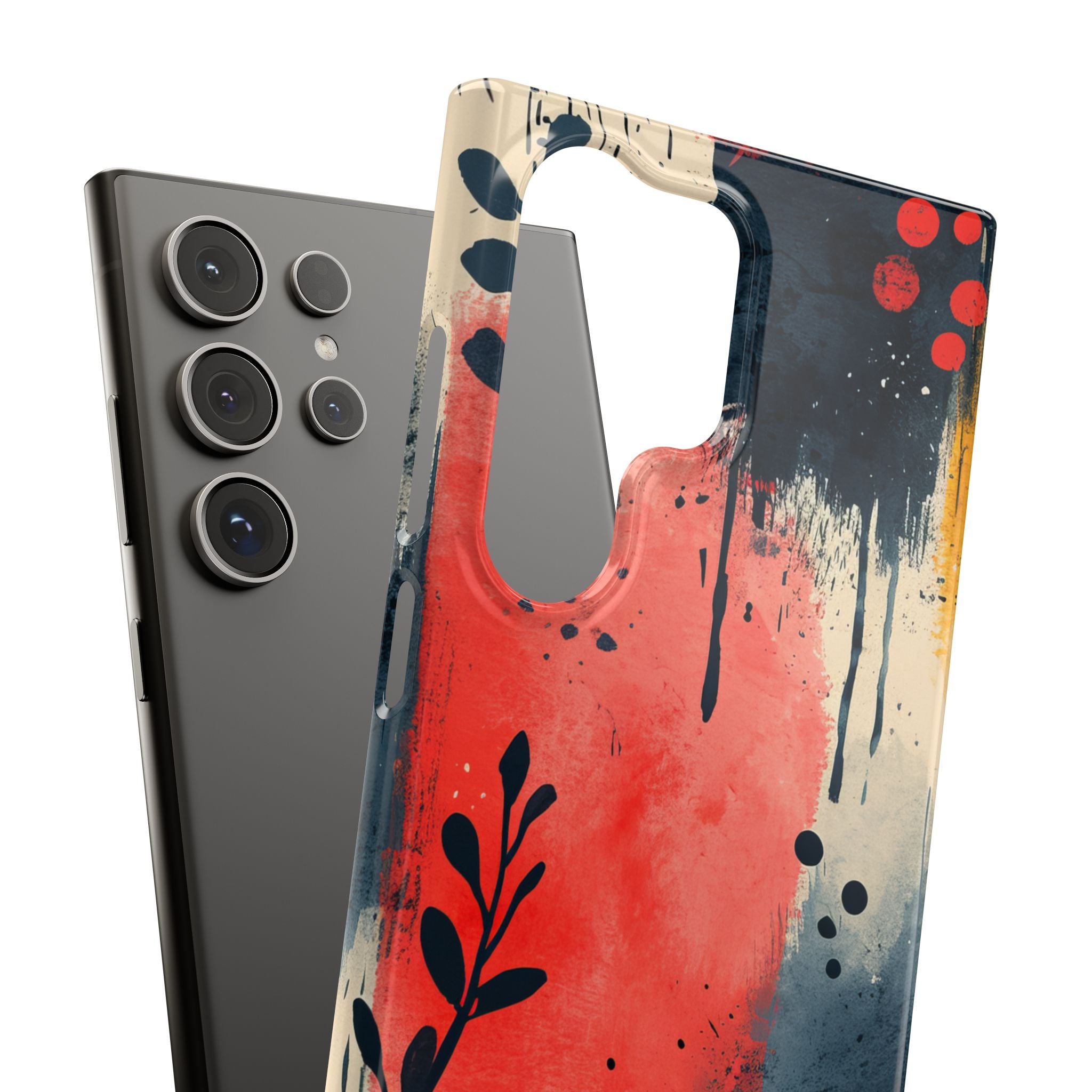 Red Blue Abstract Florals - Slim Samsung S24 Phone Case