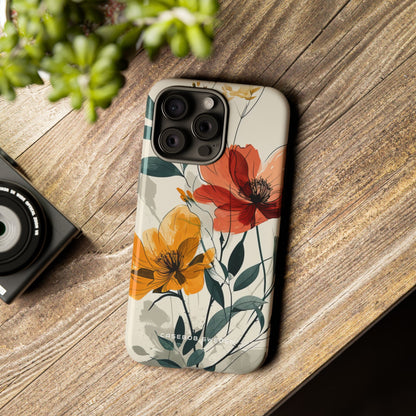 Elegant Floral Harmony iPhone 15 - Tough Phone Case