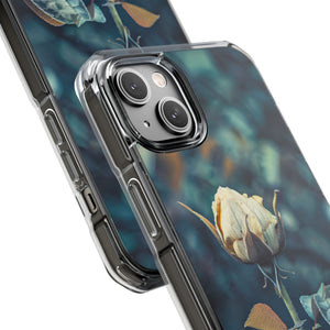 Teal Rosebud Serenade - Phone Case for iPhone (Clear Impact - Magnetic)