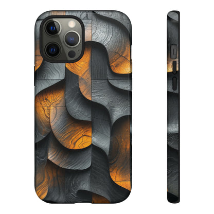 Grey Fire Orange Geometry - Protective Phone Case