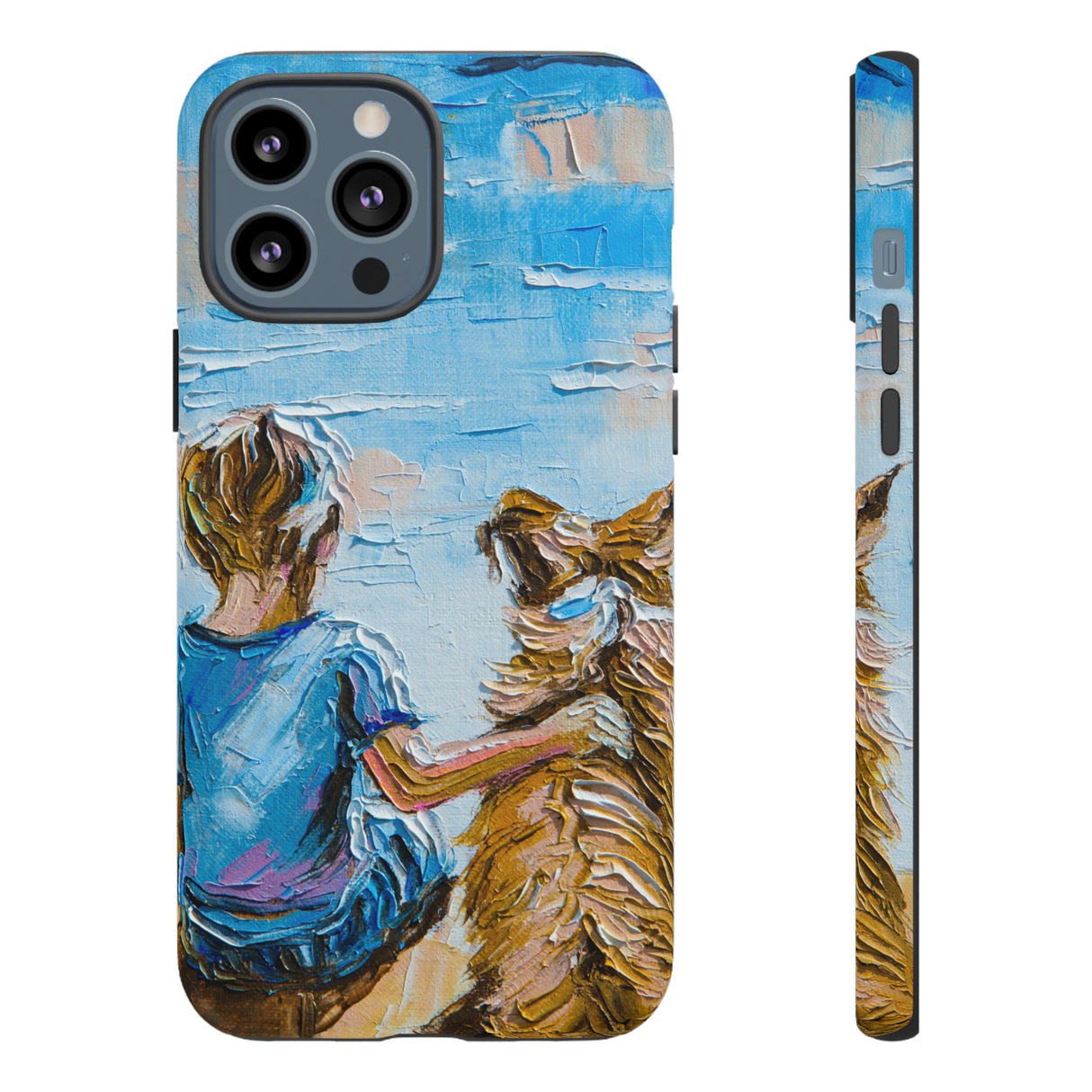 Boy with Dog - Protective Phone Case