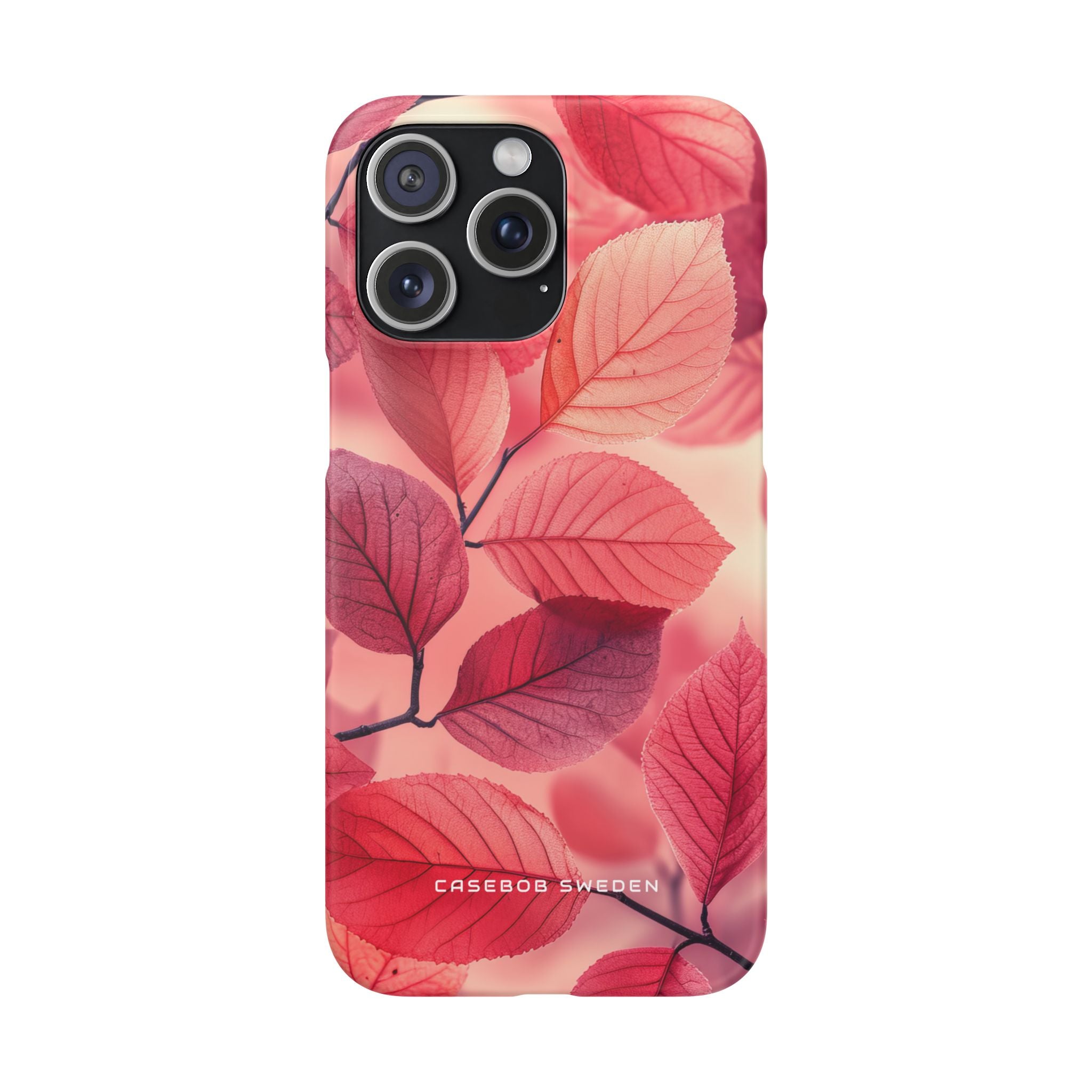 Elegant Pink Leaves iPhone 15 - Slim Phone Case