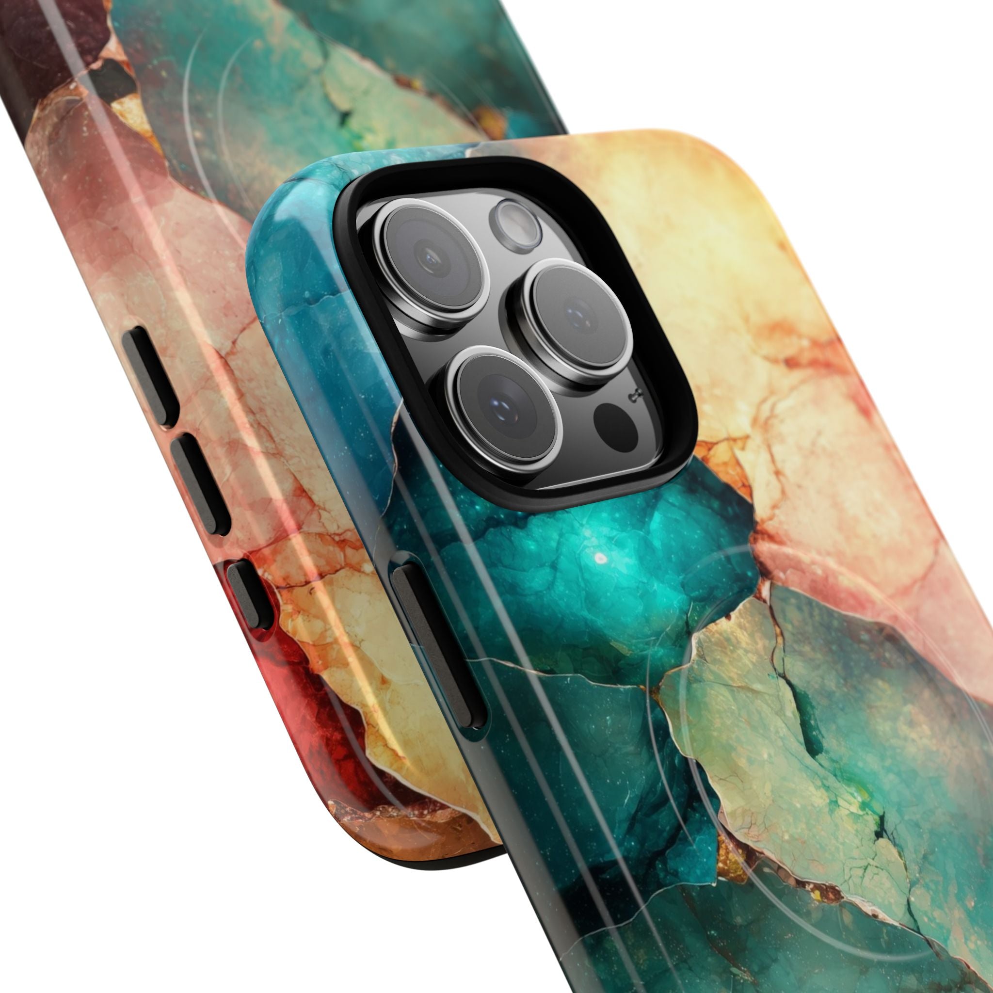 Teal Mosaic Veins iPhone 16 Pro Max Case - Tough+