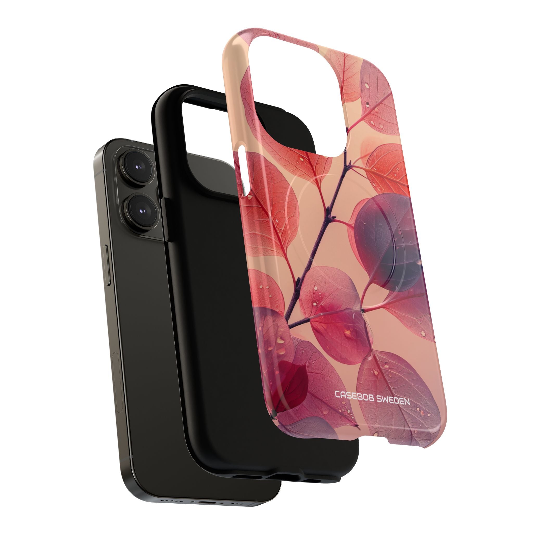 Pink Serenity Leaf Design - Tough + MagSafe® iPhone 14 Phone Case