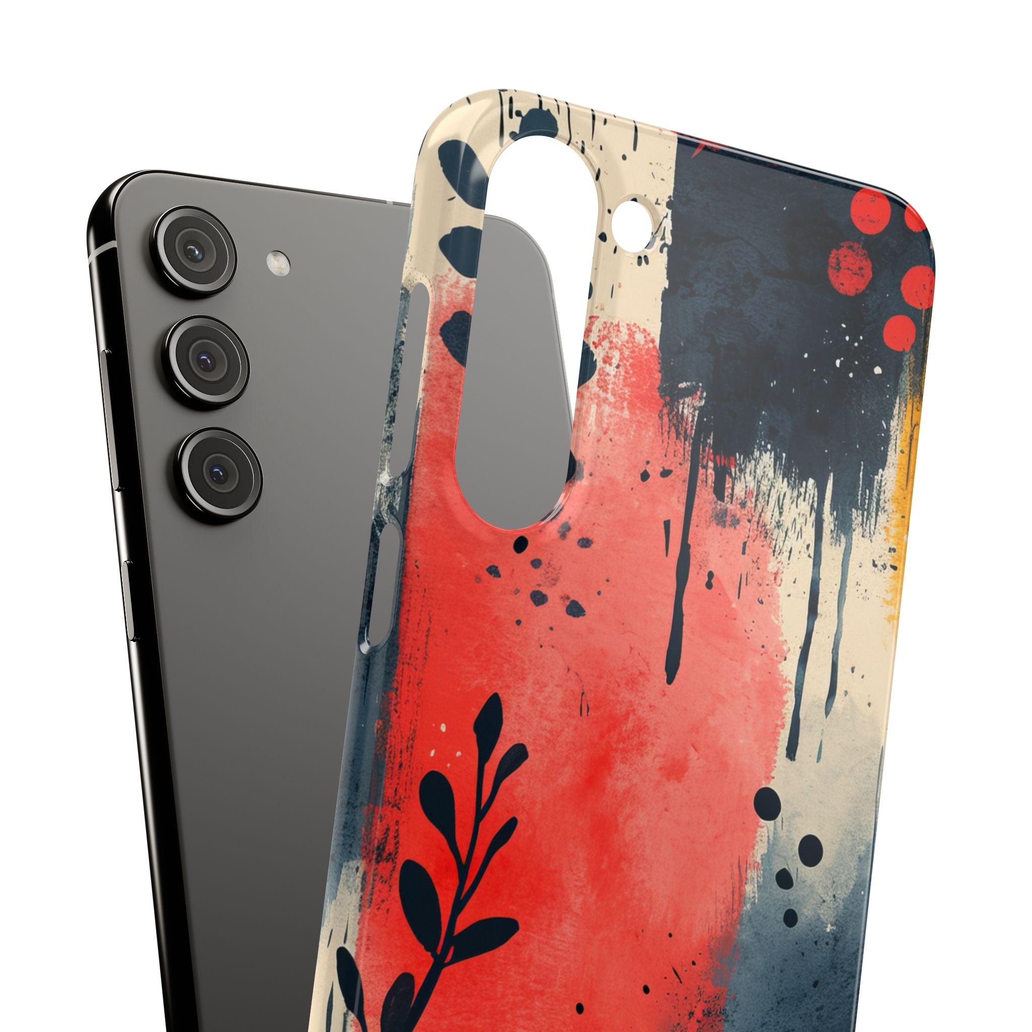 Red Blue Abstract Florals - Slim Samsung S23 Phone Case