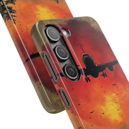 Vintage Sunset Airplane Silhouette Samsung S23 - Slim Phone Case