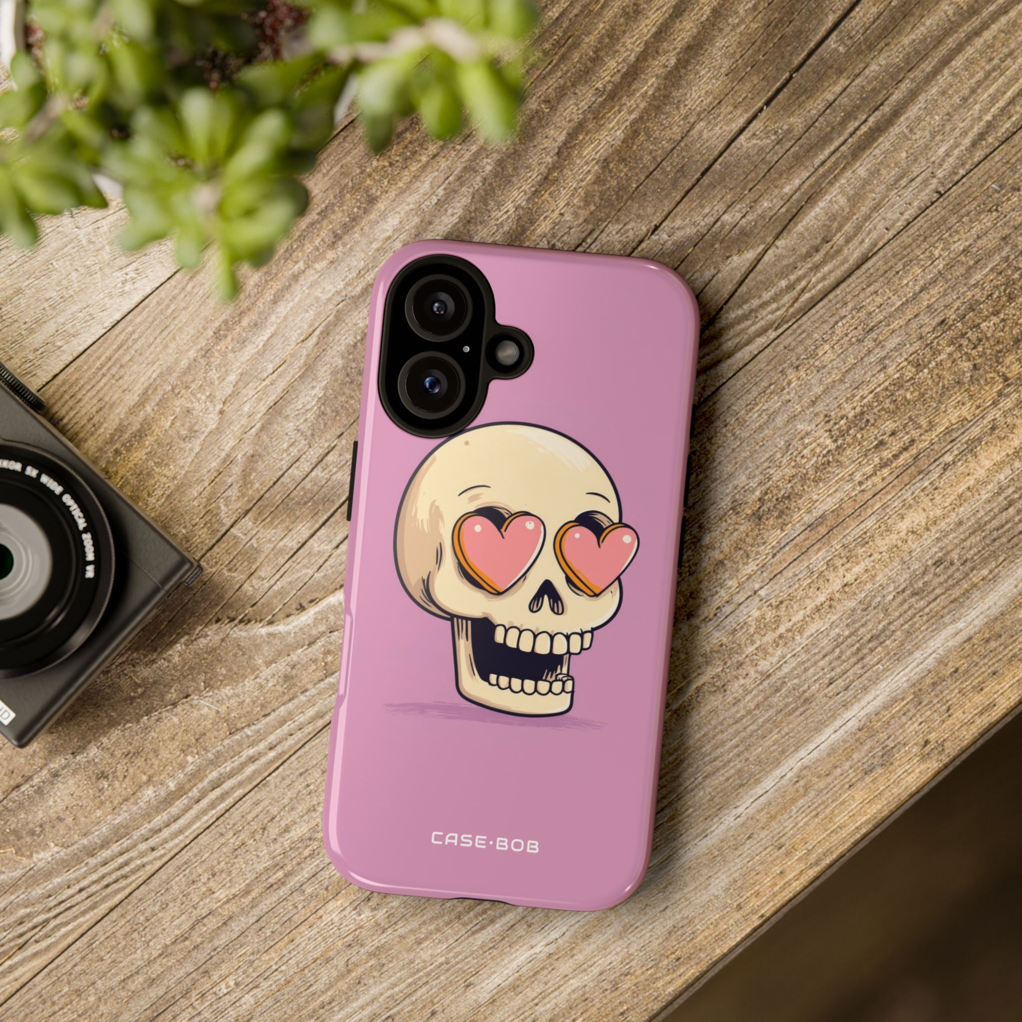 Heart Eyed Skull iPhone 16 Case - Tough