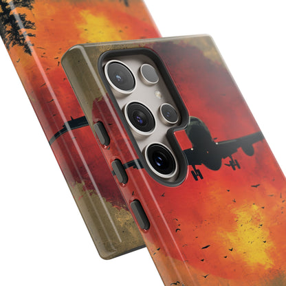 Vintage Sunset Airplane Silhouette Samsung S24 - Tough Phone Case