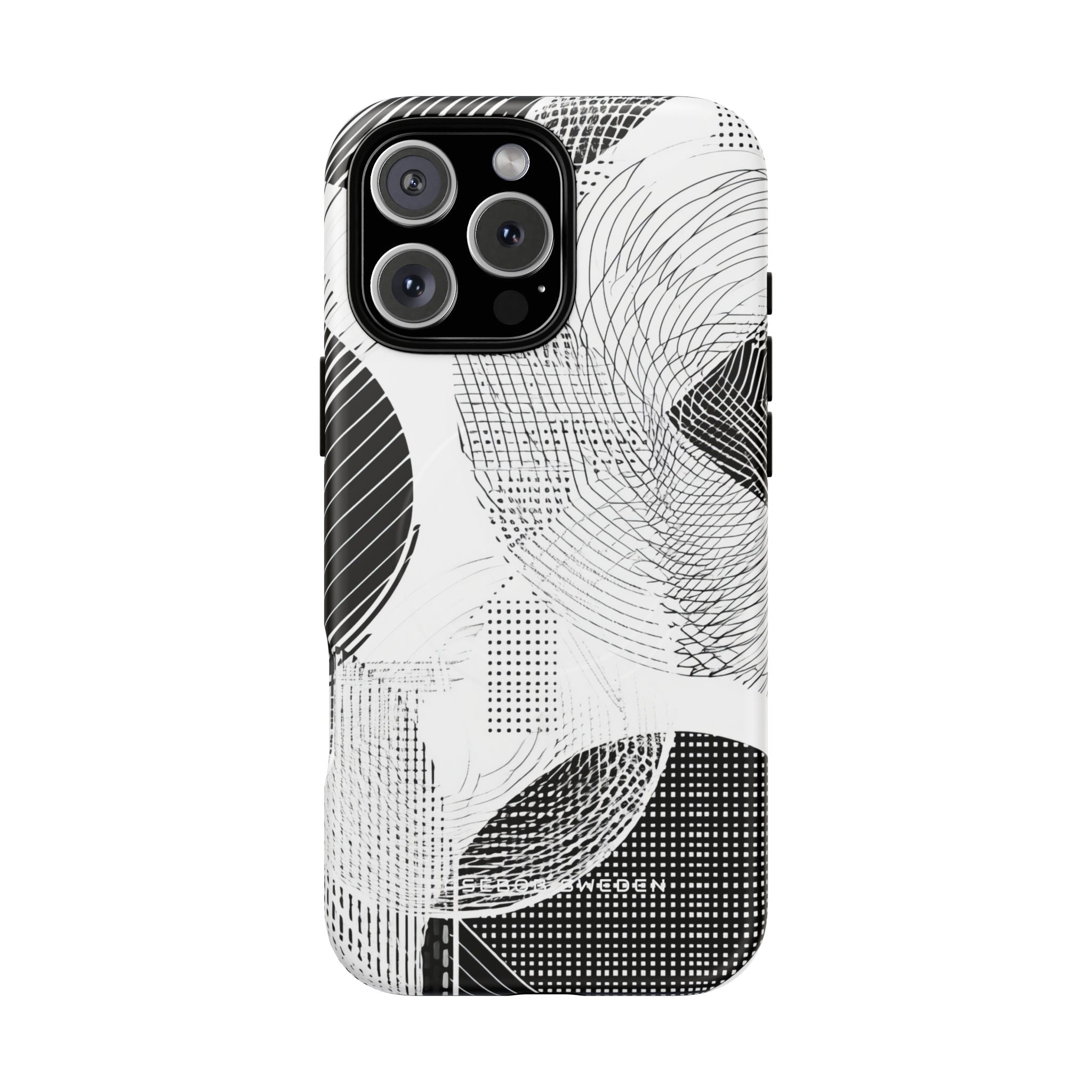 Geometric Monochrome Flow iPhone 16  Tough+ Phone Case