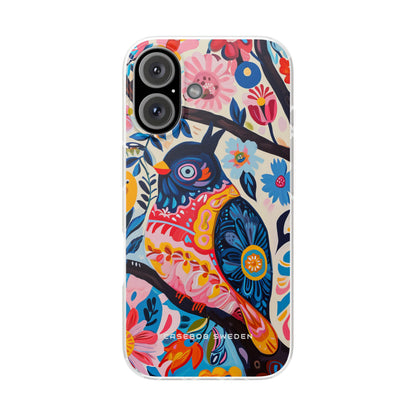 Whimsical Vintage Owl with Floral Charm iPhone 16 - Flexi Phone Case