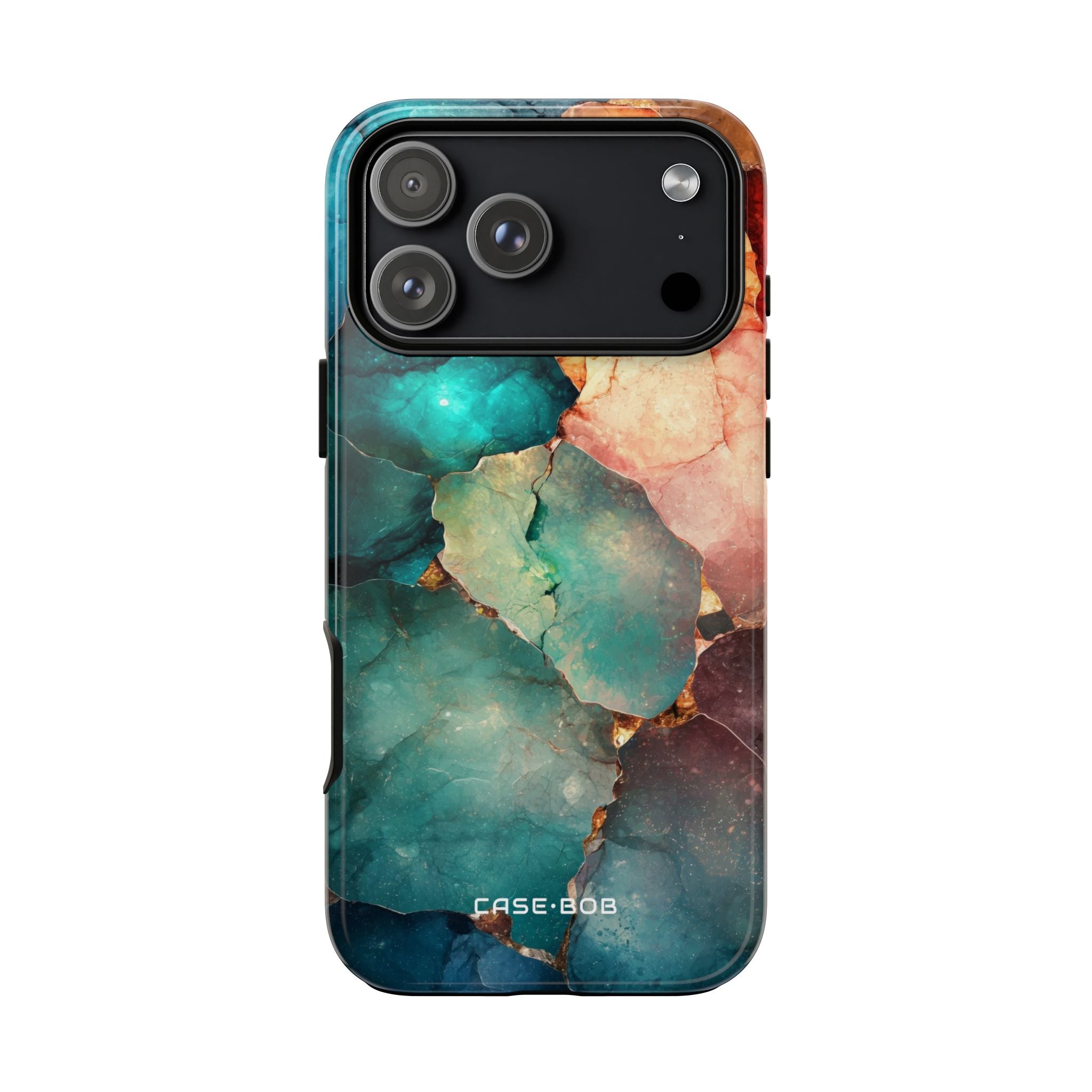 Teal Mosaic Veins iPhone 17 Pro Max Case - Tough