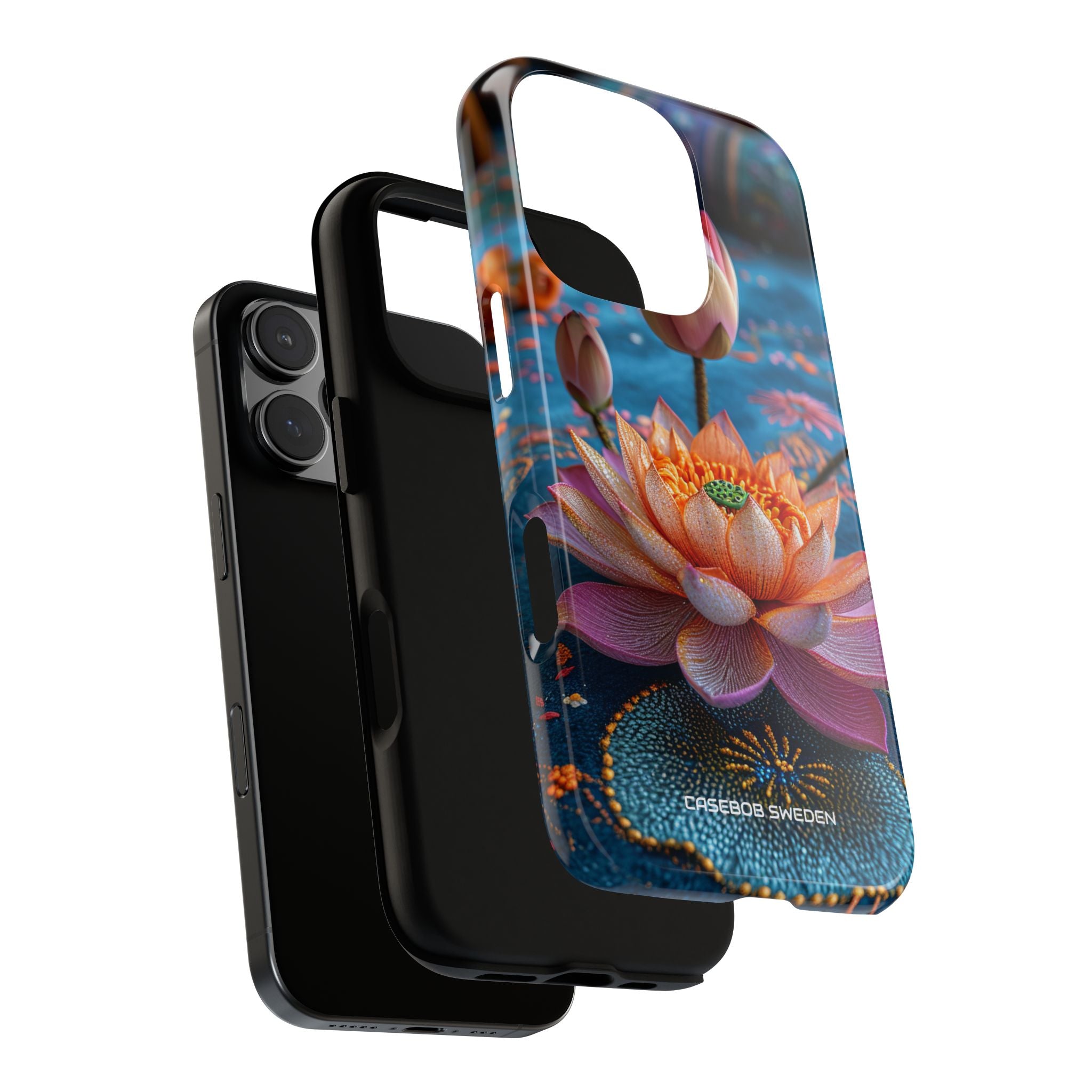 Vibrant Lotus Embroidery - Tough iPhone 16 Phone Case