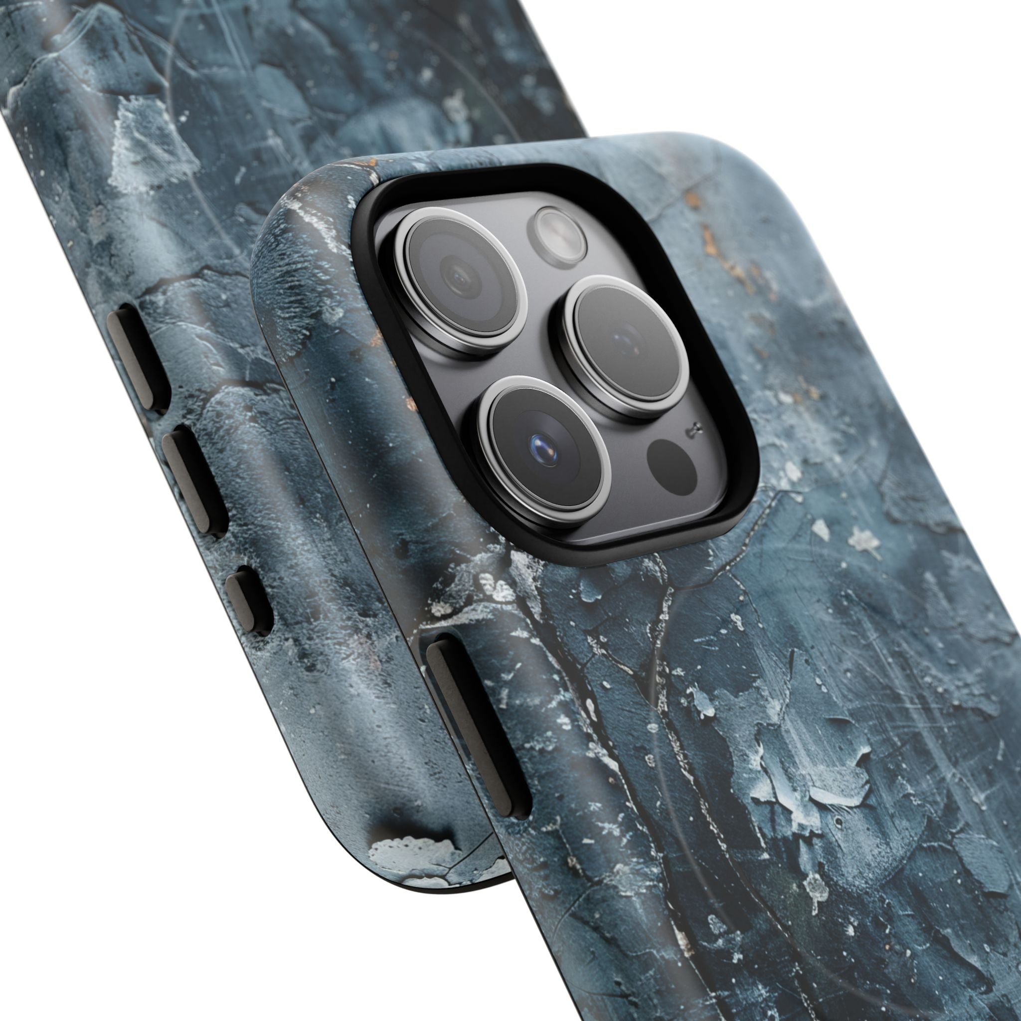 Weathered Blue Tapestry with Cracked Layers iPhone 15  Tough+ Phone Case