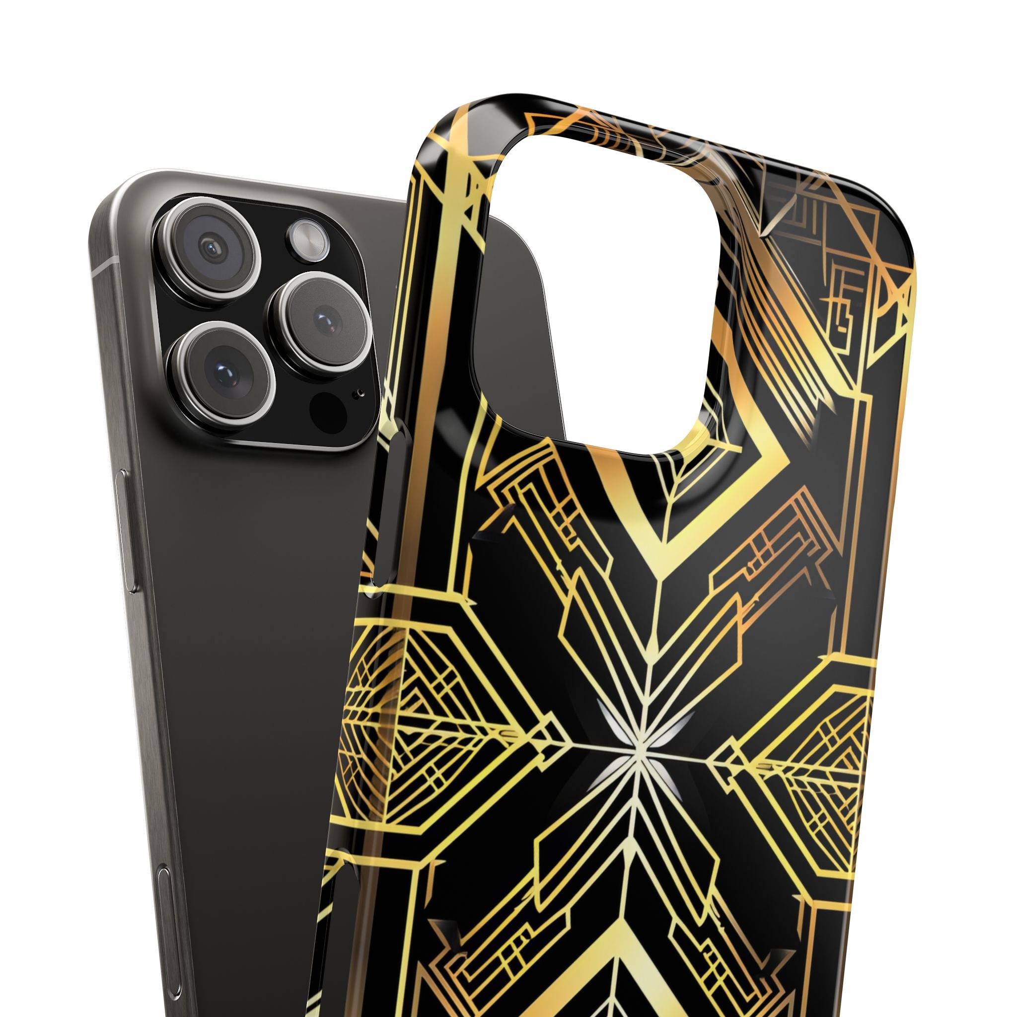 Golden Geometric Opulence iPhone 16 - Slim Phone Case