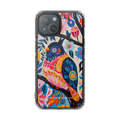 Whimsical Vintage Owl with Floral Charm iPhone 15 - Clear Impact Phone Case