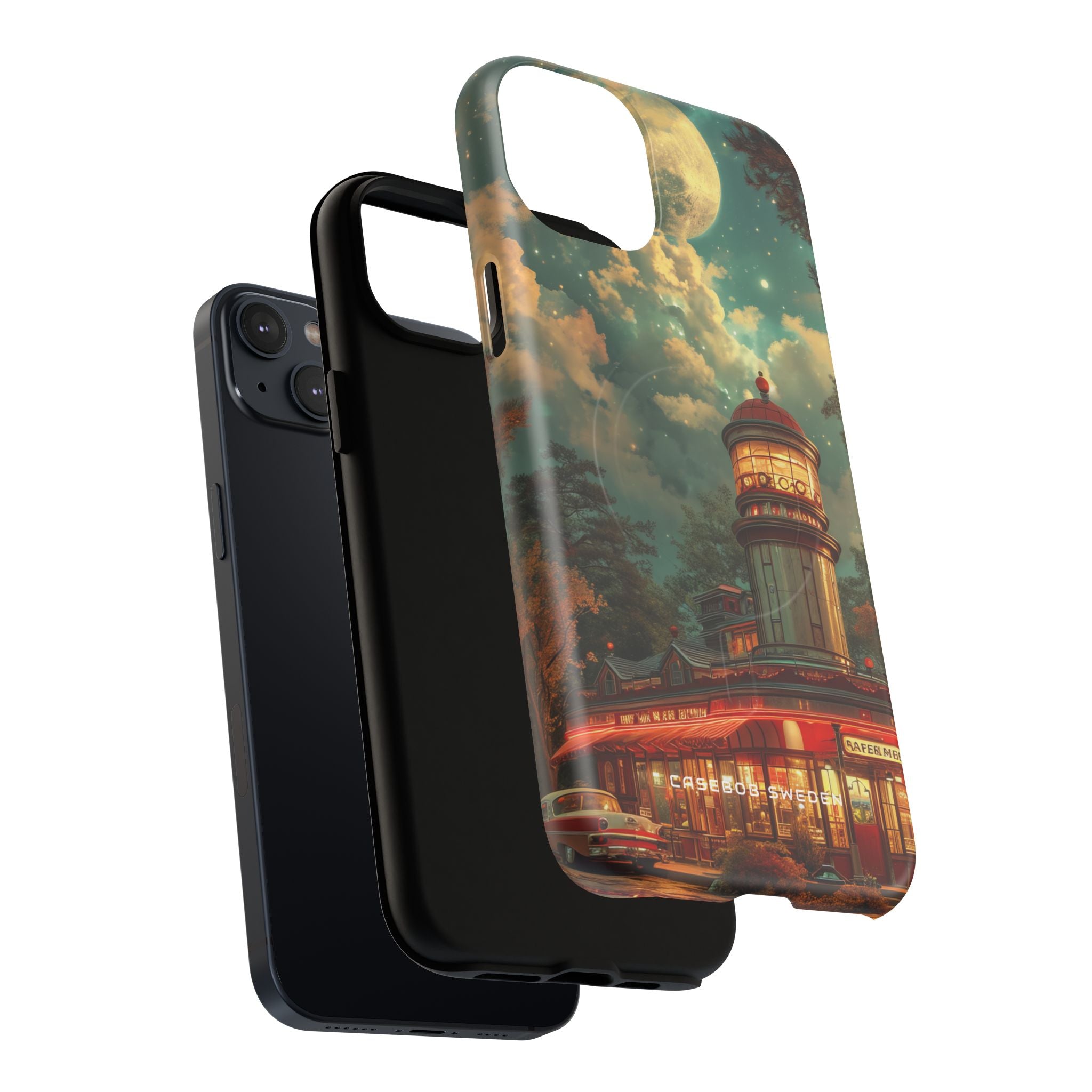 Vintage Moonlit Diner Fantasy iPhone 14 | Tough+ Phone Case