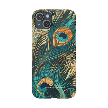 Art Nouveau Peacock Elegance iPhone 15 - Slim Phone Case