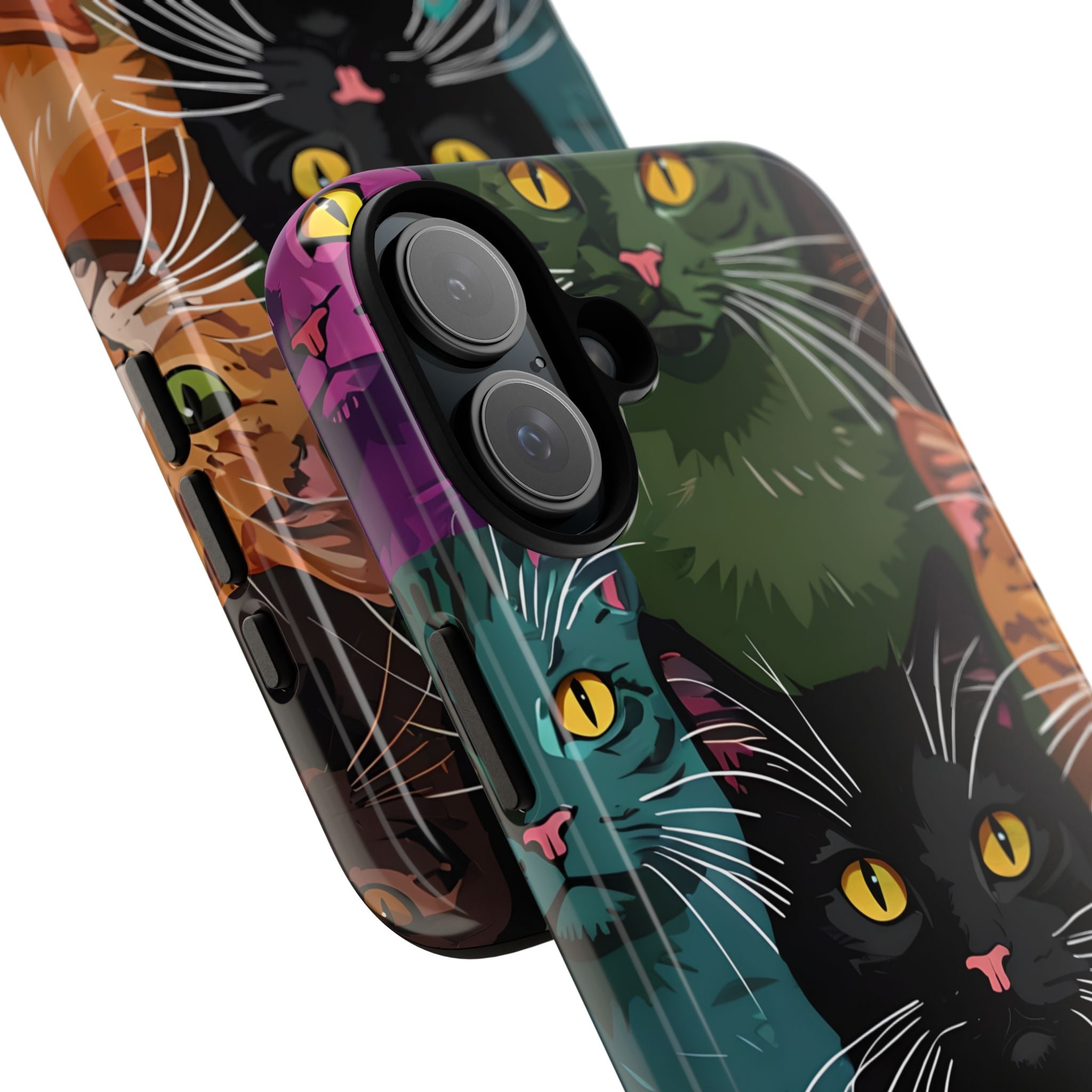 Cat Grid Teal iPhone 16 Plus Case - Tough