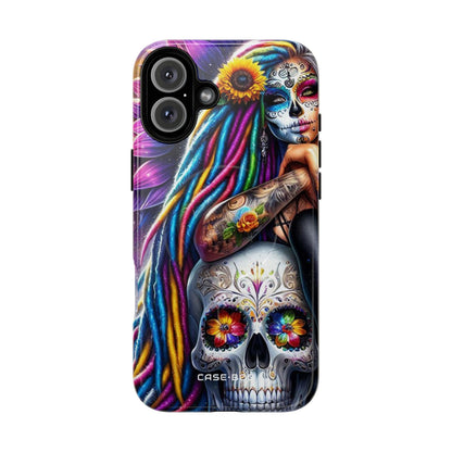 Sunflower Skull Glow iPhone 16 Plus Case - Tough+