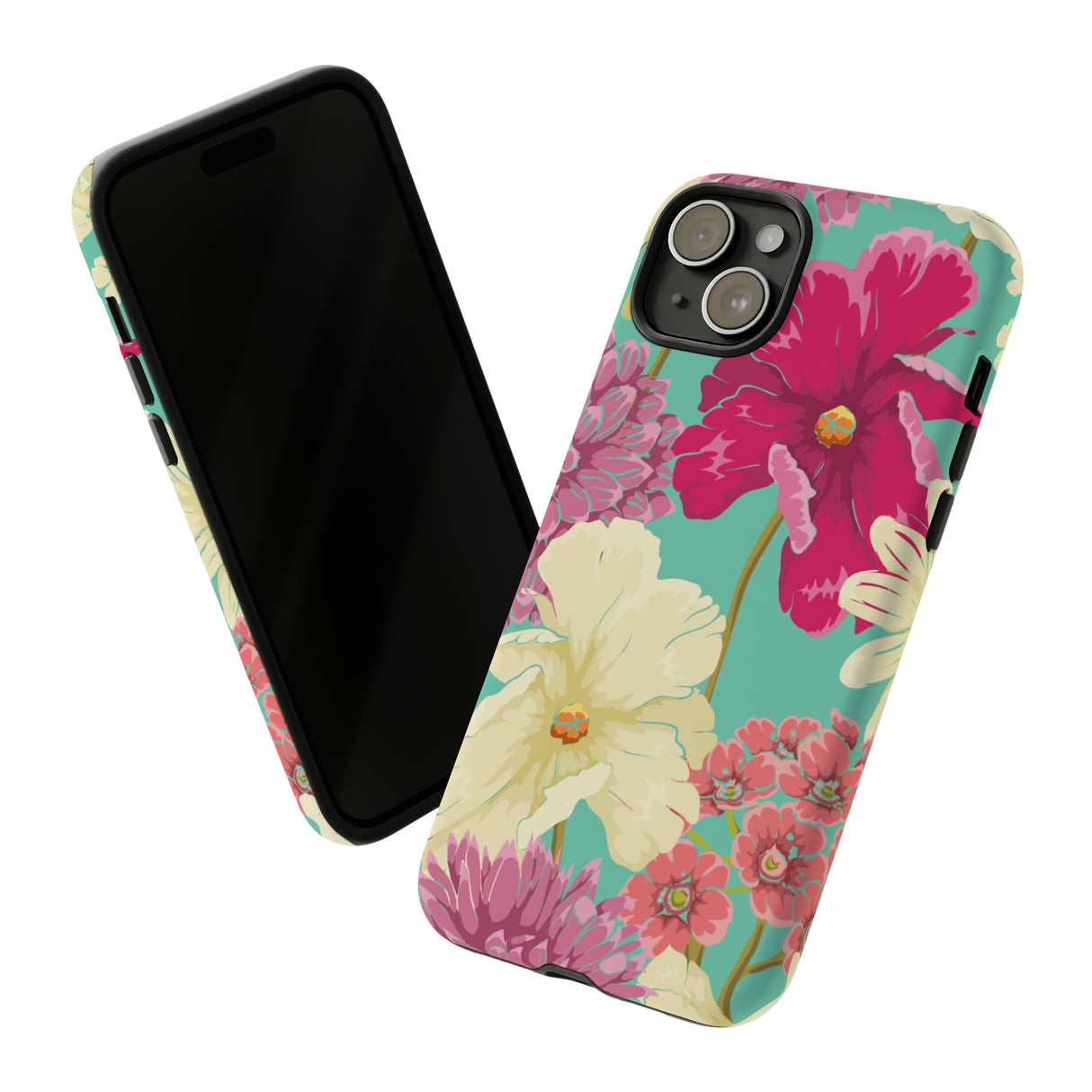 Colorful flowers in watercolor iPhone case (Protective) - Protective Phone Case