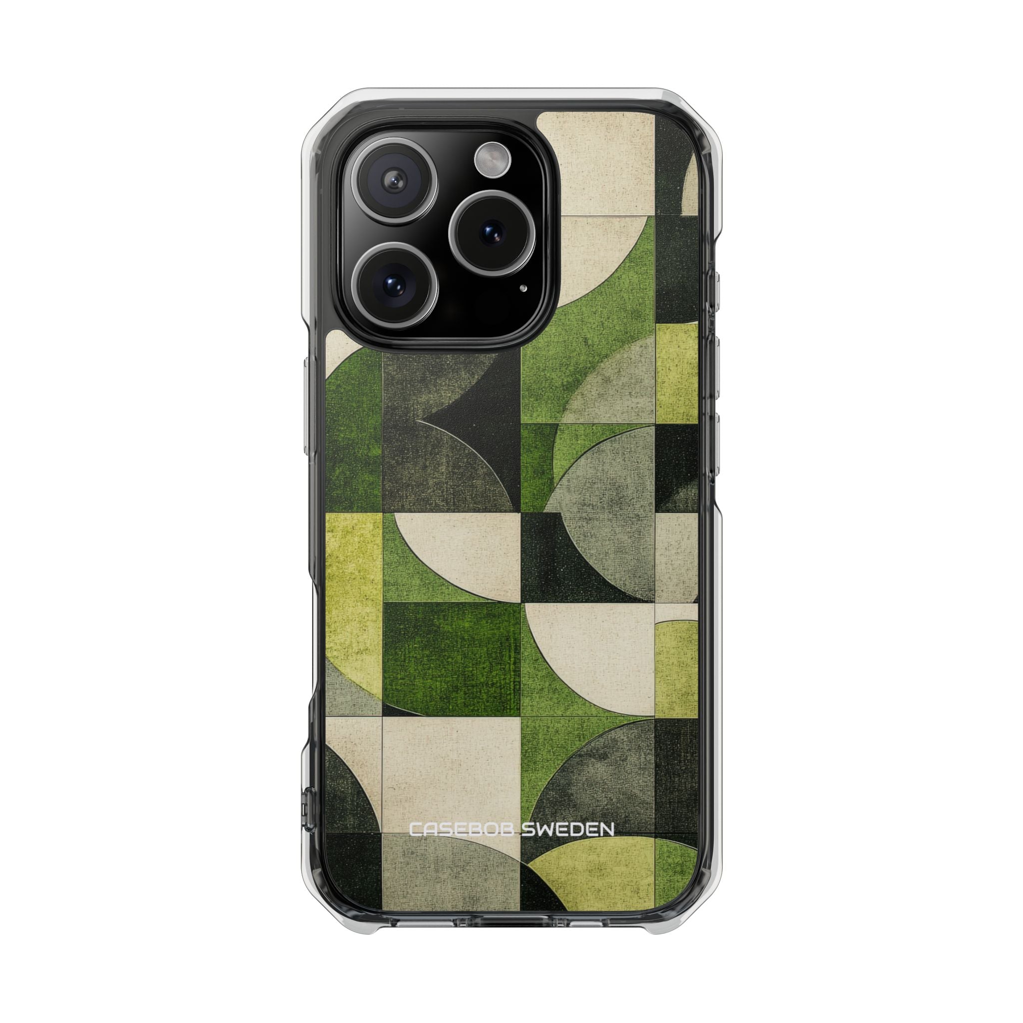 Green Geometric Harmony - Clear Impact iPhone 16 Phone Case