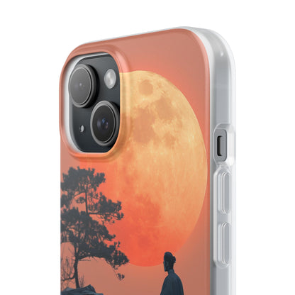 Zen Tranquility Under a Red Moon iPhone 15 - Flexi Phone Case