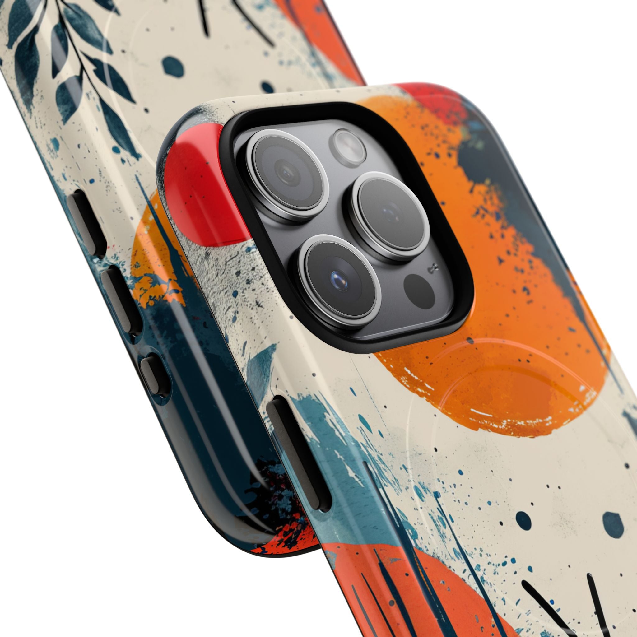 Orange Blue Splash - Tough + MagSafe® iPhone 15 Phone Case