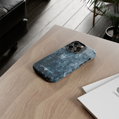 Weathered Blue Tapestry with Cracked Layers iPhone 14 - Tough Phone Case