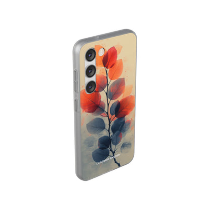 Orange Gray Leaves - Flexi Samsung S23 Phone Case