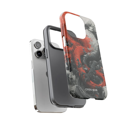 Twin Dragons Crimson iPhone 14 Pro Case - Tough